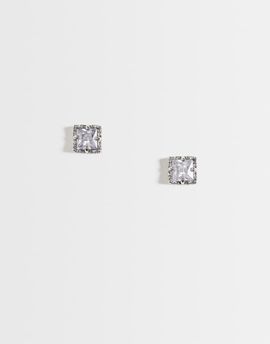 ASOS DESIGN ASOS DESIGN detail edge square crystal stone studs in silver