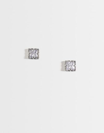 ASOS DESIGN ASOS DESIGN detail edge square crystal stone studs in silver