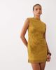ASOS DESIGN ASOS DESIGN devore floral mesh mini dress with fringing in olive-Green - 1