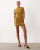 ASOS DESIGN ASOS DESIGN devore floral mesh mini dress with fringing in olive-Green - 2