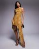 ASOS DESIGN ASOS DESIGN devore hanky hem mini dress in bronze-Brown - 1