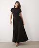 ASOS DESIGN ASOS DESIGN devore lace ruched detail short sleeve maxi dress in black - 1
