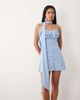 ASOS DESIGN ASOS DESIGN devore ruffle scarf detail mini dress in blue - 4