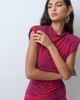 ASOS DESIGN ASOS DESIGN devore shoulder pad cap sleeve maxi dress with slit in fuschia pink flock-MULTI - 2