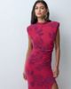 ASOS DESIGN ASOS DESIGN devore shoulder pad cap sleeve maxi dress with slit in fuschia pink flock-MULTI - 3