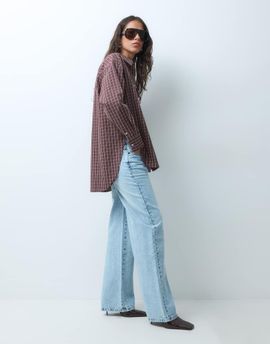 ASOS DESIGN ASOS DESIGN dipped hem oversized shirt in mini plaid-Multi