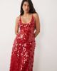 ASOS DESIGN ASOS DESIGN disc scatter sequin scoop neck maxi dress in wine-Red - 2