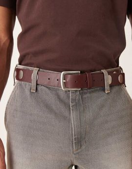 ASOS DESIGN ASOS DESIGN disc studded belt in brown faux leather