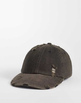 ASOS DESIGN ASOS DESIGN distressed denim cap in washed brown-Blue