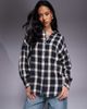 ASOS DESIGN ASOS DESIGN distressed washed shirt in brown plaid-Multi - 1