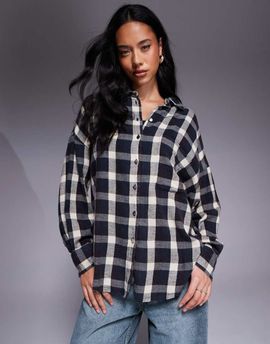 ASOS DESIGN ASOS DESIGN distressed washed shirt in brown plaid-Multi
