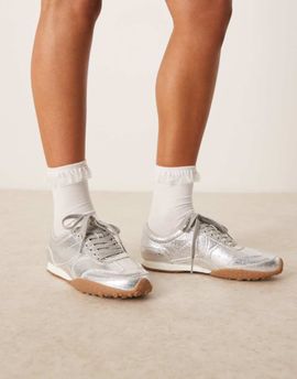 ASOS DESIGN ASOS DESIGN Dive lace up sneakers in silver