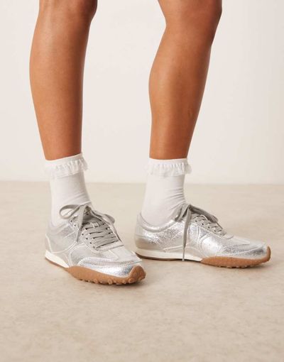 ASOS DESIGN ASOS DESIGN Dive lace up sneakers in silver