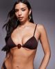 ASOS DESIGN ASOS DESIGN Dora premium padded triangle bikini top with jumbo bead in chocolate-Brown - 1