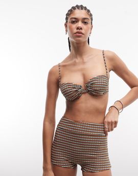 ASOS DESIGN ASOS DESIGN Dori Cape Cod underwired balcony bikini top with ruched cup in sunset stripe-Orange