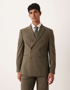 ASOS DESIGN ASOS DESIGN double breasted regular suit jacket in khaki-Green