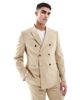 ASOS DESIGN ASOS DESIGN double breasted slim suit jacket in stone-Neutral - 1
