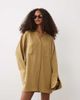 ASOS DESIGN ASOS DESIGN double cloth mini shirt dress with wide cuffs and oversized pockets in toasted sage-Multi - 1
