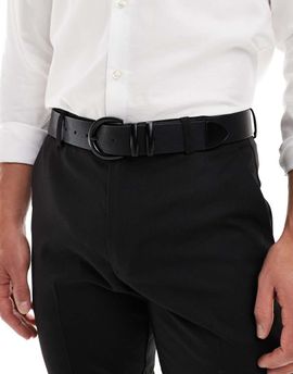 ASOS DESIGN ASOS DESIGN double keeper buckle belt in black faux leather
