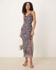 ASOS DESIGN ASOS DESIGN double layer scoop neck slip midi dress in chocolate and pale blue zebra print-Multi - 1