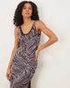 ASOS DESIGN ASOS DESIGN double layer scoop neck slip midi dress in chocolate and pale blue zebra print-Multi - 2