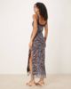 ASOS DESIGN ASOS DESIGN double layer scoop neck slip midi dress in chocolate and pale blue zebra print-Multi - 3