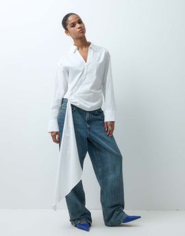 ASOS DESIGN ASOS DESIGN drape waist detail on wrap around shirt in white