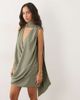 ASOS DESIGN ASOS DESIGN drape wrap front mini with scarf detail in soft khaki-Green - 2