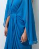 ASOS DESIGN ASOS DESIGN draped cape bodice with skirt and open back with tassel detail maxi dress in deep blue - 4