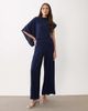ASOS DESIGN ASOS DESIGN draped fallen shoulders jumpsuit in navy - 1