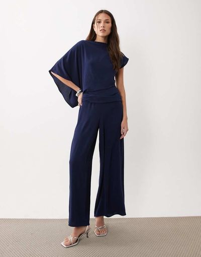 ASOS DESIGN ASOS DESIGN draped fallen shoulders jumpsuit in navy