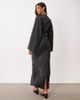 ASOS DESIGN ASOS DESIGN draped long sleeve cross front high neck satin maxi dress in midnight blue-Navy - 3