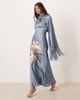 ASOS DESIGN ASOS DESIGN draped neck satin bias maxi dress with fringe sleeve detail in overblown floral-Multi - 1