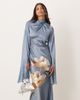 ASOS DESIGN ASOS DESIGN draped neck satin bias maxi dress with fringe sleeve detail in overblown floral-Multi - 2