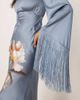 ASOS DESIGN ASOS DESIGN draped neck satin bias maxi dress with fringe sleeve detail in overblown floral-Multi - 3