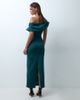 ASOS DESIGN ASOS DESIGN draped off shoulder pencil maxi dress in bottle green scuba-style fabric - 3