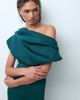 ASOS DESIGN ASOS DESIGN draped off shoulder pencil maxi dress in bottle green scuba-style fabric - 4