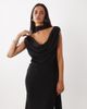 ASOS DESIGN ASOS DESIGN draped off shoulder scarf detail double layer maxi dress in black - 2
