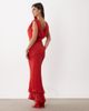 ASOS DESIGN ASOS DESIGN draped off the shoulder scarf detail double layer maxi dress in deep red - 3