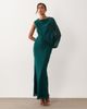 ASOS DESIGN ASOS DESIGN draped one sleeve bias maxi dress in teal-Red - 1
