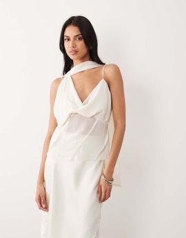 ASOS DESIGN ASOS DESIGN draped scarf detail cami top in cream-White