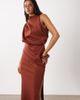 ASOS DESIGN ASOS DESIGN draped structured midi dress with split in brown scuba-style fabric-Black - 1