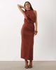 ASOS DESIGN ASOS DESIGN draped structured midi dress with split in brown scuba-style fabric-Black - 2