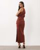 ASOS DESIGN ASOS DESIGN draped structured midi dress with split in brown scuba-style fabric-Black - 4