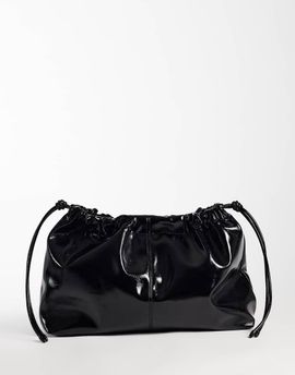 ASOS DESIGN ASOS DESIGN drawstring high shine pouch clutch in black