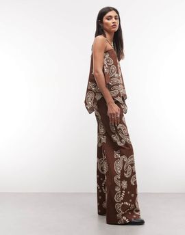 ASOS DESIGN ASOS DESIGN drawstring wide leg pants - part of a set-Brown