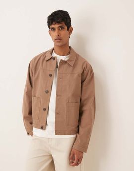 ASOS DESIGN ASOS DESIGN dressy harrington jacket in brown seersucker - part of a set