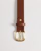 ASOS DESIGN ASOS DESIGN dressy leather belt with rounded edge gold-tone buckle in tan-Brown - 2
