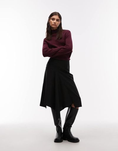 ASOS DESIGN ASOS DESIGN drop hem 90s midi skirt in pinstripe-Multi