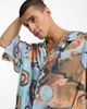ASOS DESIGN ASOS DESIGN dropped shoulder oversized revere shirt with abstract design-Blue - 4